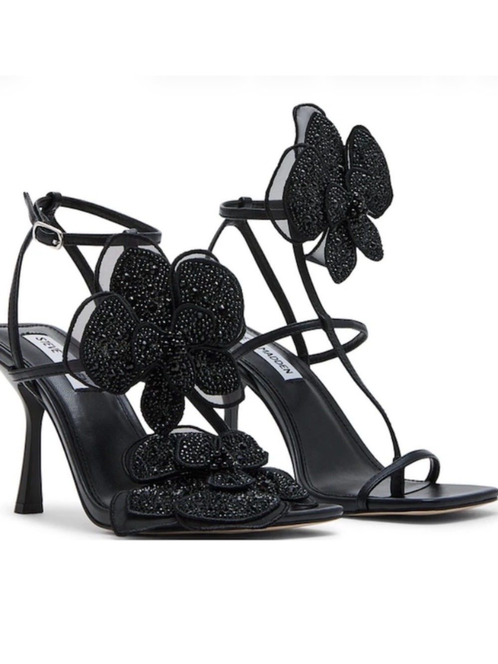 NEW Steve Madden Women's Aries Ankle Strap Heels Sandals Size 8 Black Orchid